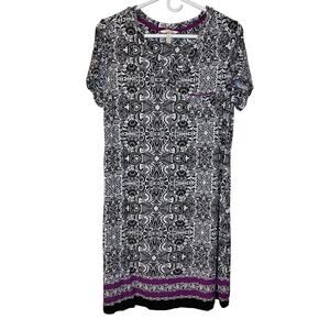 Soma Sleepshirt Nightgown Paisley Black Purple Women US M Rayon Lightweight